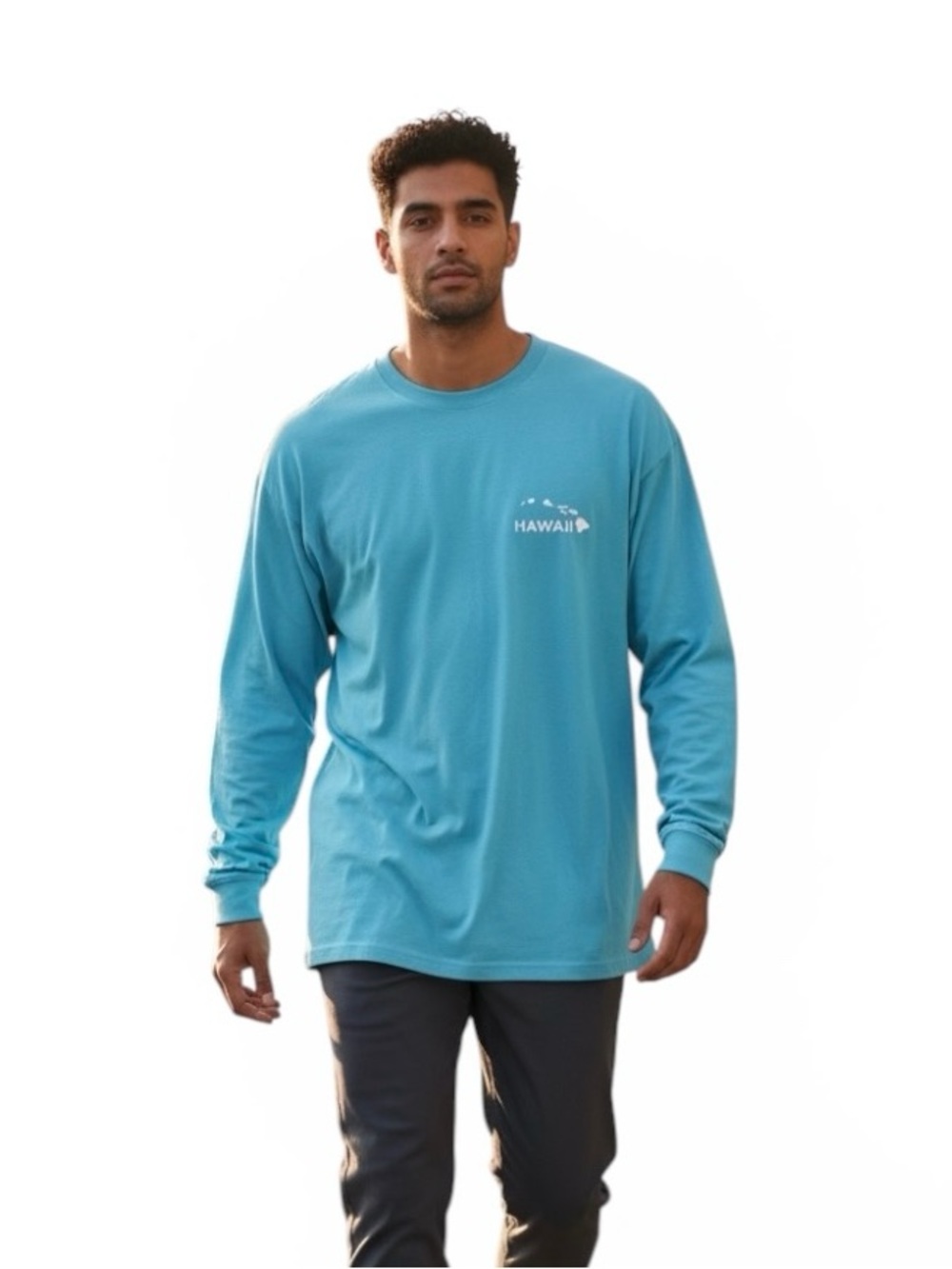NWT R&R Hawaii, Spirit Jersey, Islands Collection Long Sleeve Teal Tee Size M